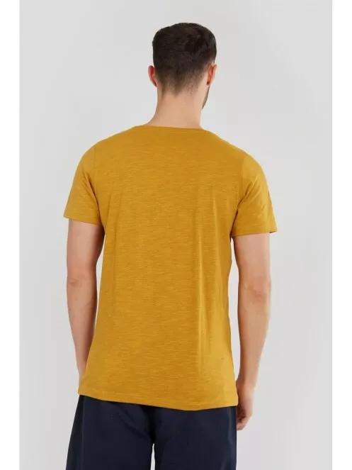 Fundango Jaggy Structured Tshirt férfi rövid ujjú póló barna színben 3