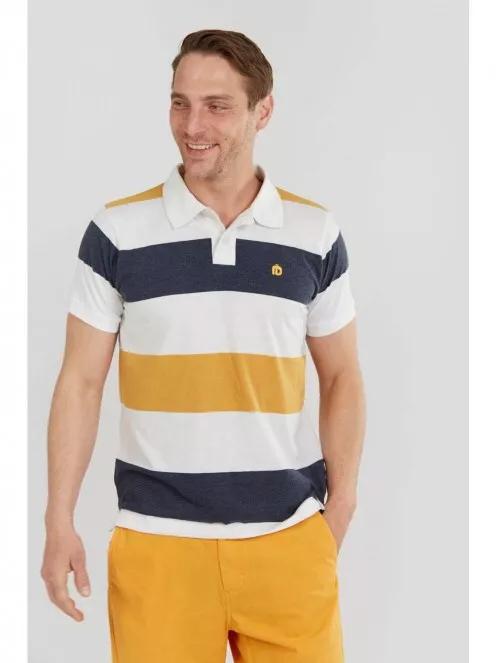 Fundango Incognito stripe Poloshirt férfi galléros póló fehér színben 2