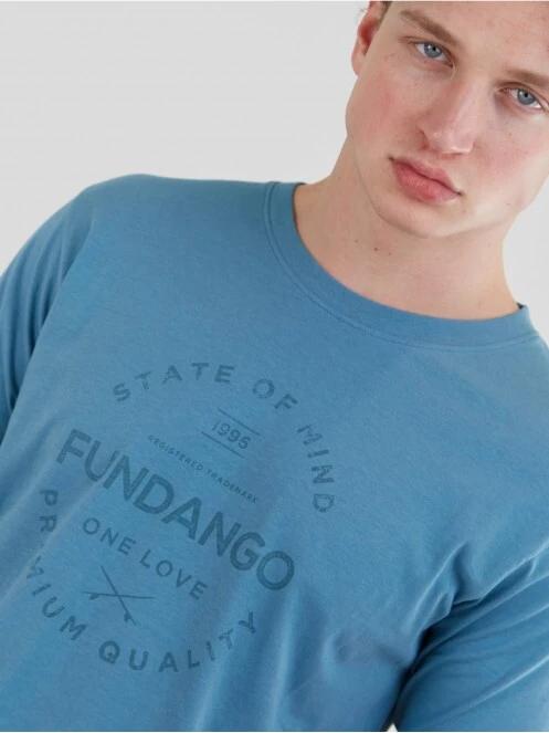 Fundango Basic - T Logo-4 T-shirt férfi rövid ujjú póló kék színben 5