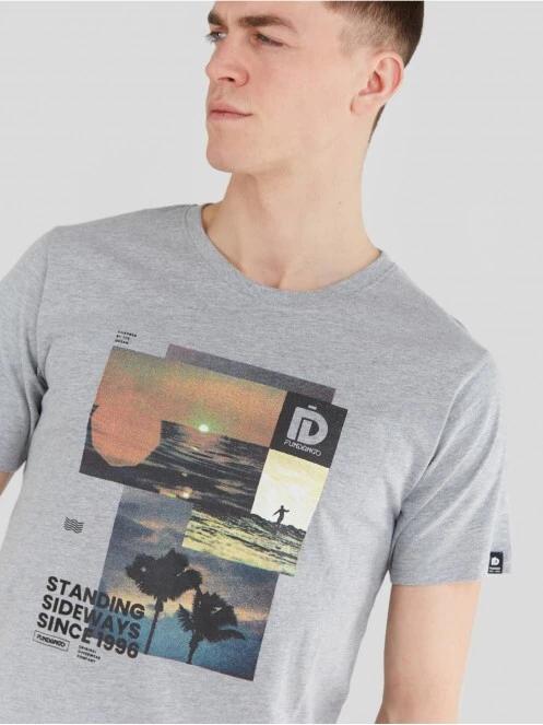Fundango Basic - T Logo-9 T-shirt férfi rövid ujjú póló szürke színben 5
