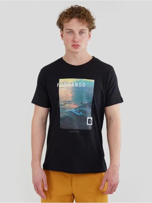 Fundango Basic - T Logo-10 T-shirt férfi rövid ujjú póló fekete színben 2