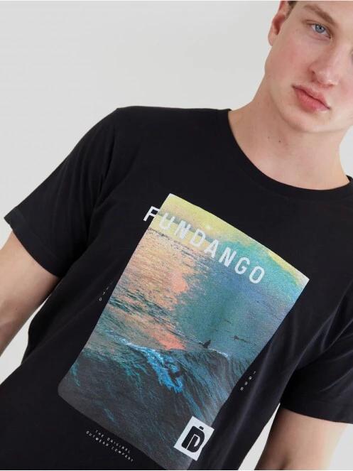 Fundango Basic - T Logo-10 T-shirt férfi rövid ujjú póló fekete színben 5