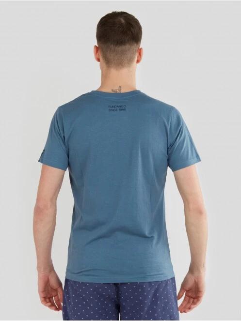 Fundango Jaggy Pocket T-shirt férfi rövid ujjú póló kék színben 3