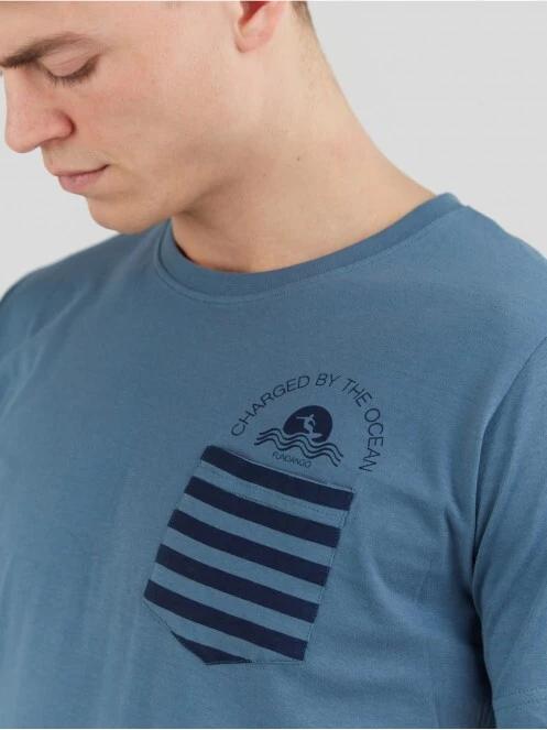 Fundango Jaggy Pocket T-shirt férfi rövid ujjú póló kék színben 4