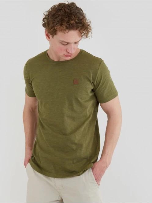 Fundango Jaggy Structured T-Shirt férfi rövid ujjú póló oliva színben 2