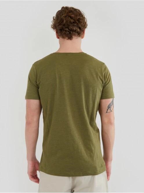 Fundango Jaggy Structured T-Shirt férfi rövid ujjú póló oliva színben 3