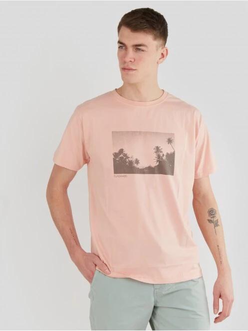 Fundango Talmer T-shirt férfi rövid ujjú póló rózsaszín színben 2