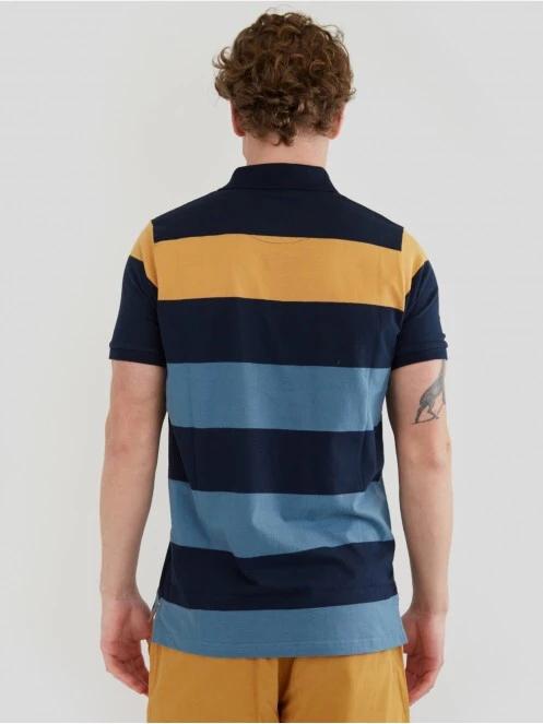 Fundango Incognito Stripe Poloshirt férfi galléros póló sötétkék színben 3