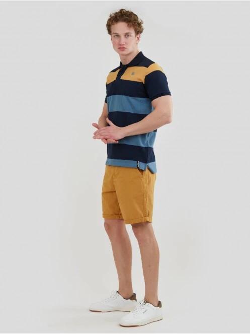 Fundango Incognito Stripe Poloshirt férfi galléros póló sötétkék színben 4