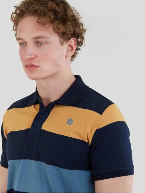 Fundango Incognito Stripe Poloshirt férfi galléros póló sötétkék színben 5