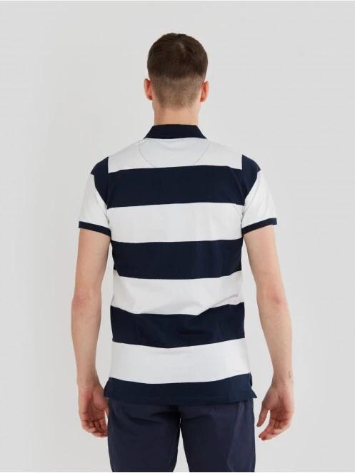 Fundango Incognito Stripe Poloshirt férfi galléros póló sötétkék színben 3