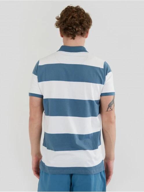 Fundango Incognito Stripe Poloshirt férfi galléros póló kék színben 3