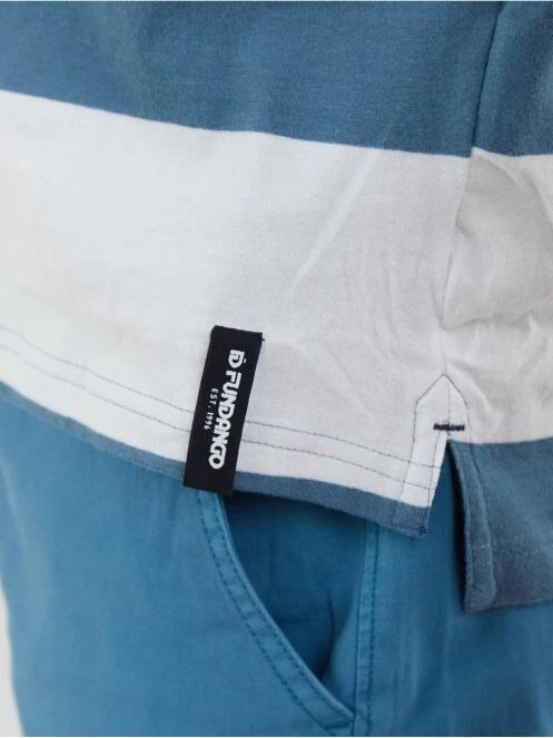 Fundango Incognito Stripe Poloshirt férfi galléros póló kék színben 6