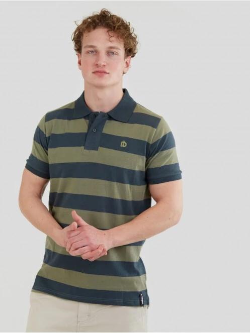 Fundango Incognito Stripe Poloshirt férfi galléros póló oliva színben 2