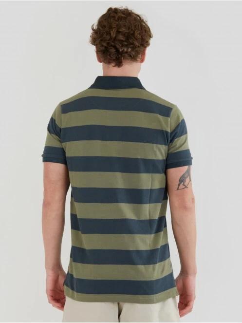 Fundango Incognito Stripe Poloshirt férfi galléros póló oliva színben 3