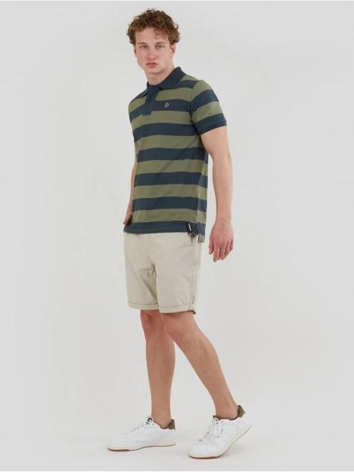 Fundango Incognito Stripe Poloshirt férfi galléros póló oliva színben 4