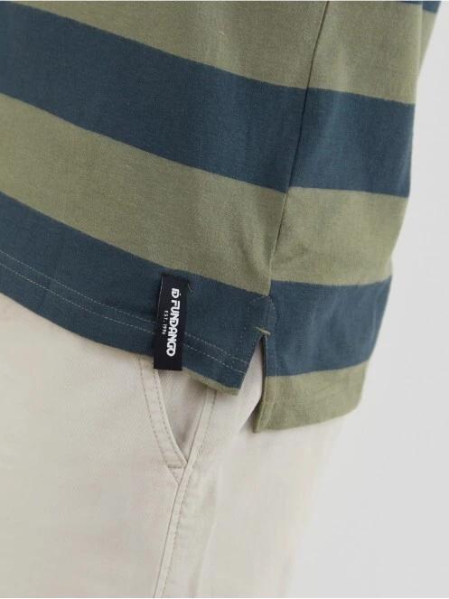 Fundango Incognito Stripe Poloshirt férfi galléros póló oliva színben 6