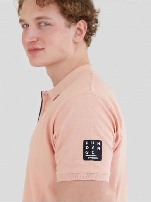 Fundango Molton Poloshirt férfi galléros póló rózsaszín színben 4