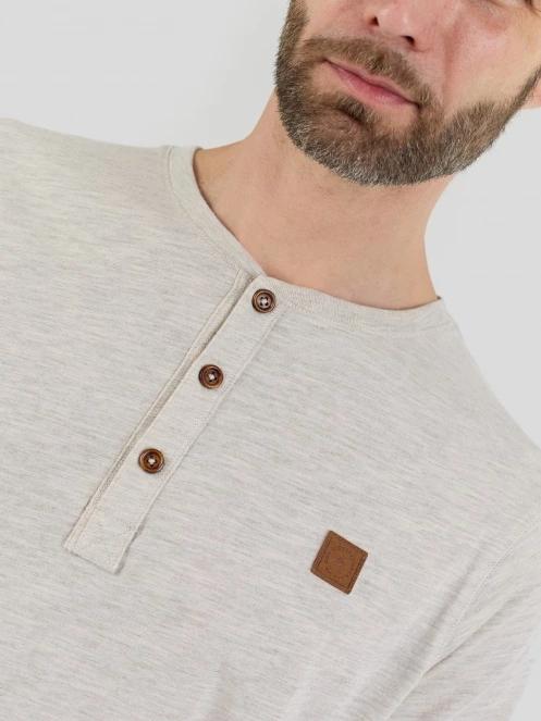 Fundango Phase Henley T-shirt férfi rövid ujjú póló homok színben 6