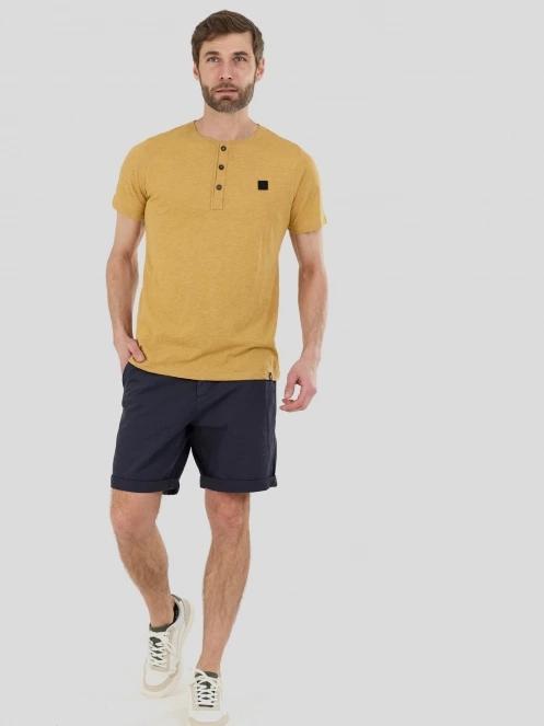 Fundango Phase Henley T-shirt férfi rövid ujjú póló sárga színben 4