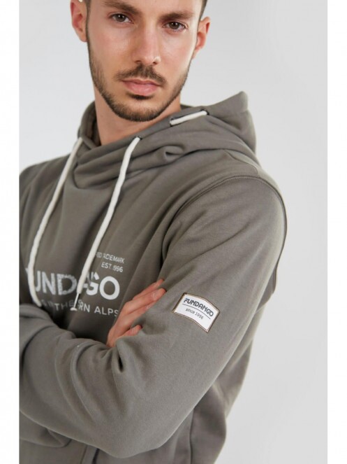 Fundango Hoover Hooded sweatshirt férfi kapucnis pulóver oliva színben 4