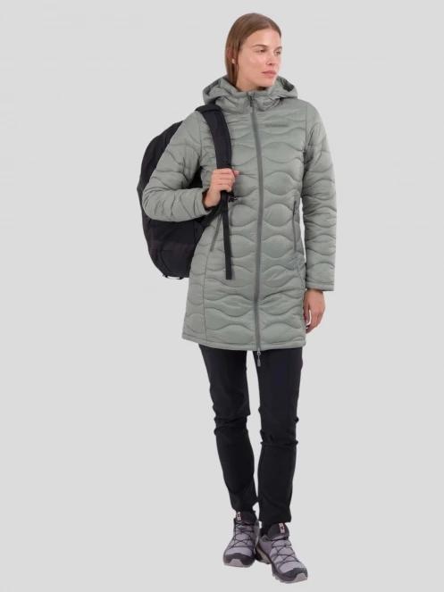 Fundango Nordwave Long Jacket női steppelt átmeneti kabát zöld színben 2