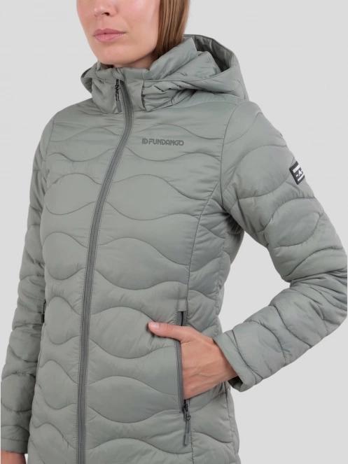 Fundango Nordwave Long Jacket női steppelt átmeneti kabát zöld színben 5