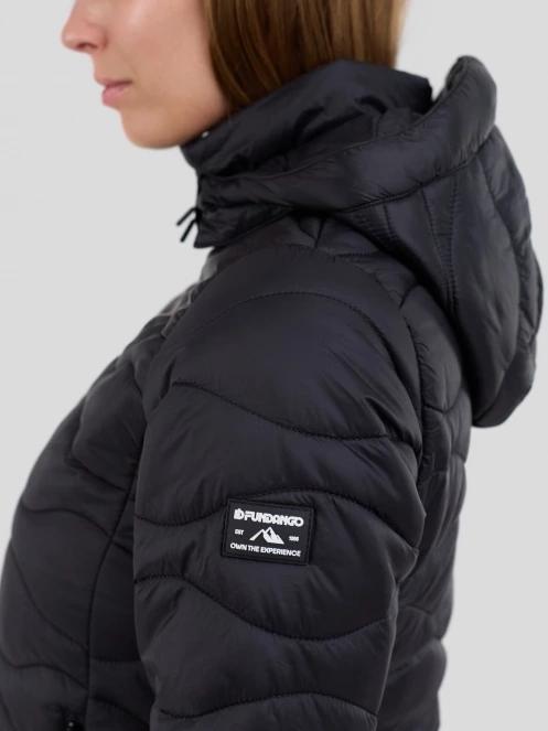 Fundango Nordwave Long Jacket női steppelt átmeneti kabát fekete színben 6