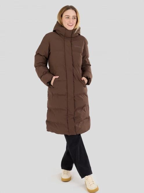 Fundango Cosycoat Long Padded Jacket női steppelt télikabát barna színben 4