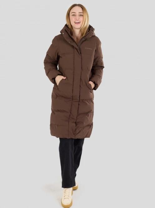 Fundango Cosycoat Long Padded Jacket női steppelt télikabát barna színben 5