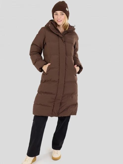 Fundango Cosycoat Long Padded Jacket női steppelt télikabát barna színben 6