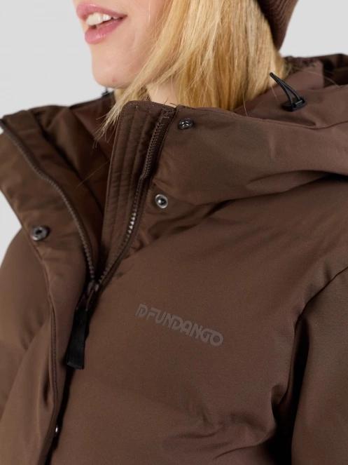 Fundango Cosycoat Long Padded Jacket női steppelt télikabát barna színben 7
