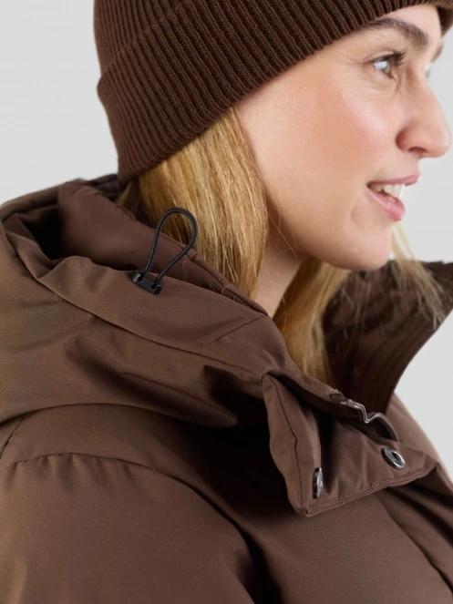 Fundango Cosycoat Long Padded Jacket női steppelt télikabát barna színben 8