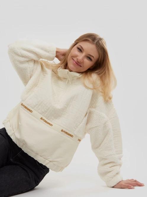 Fundango Calypso Hybrid Pullover női polár pulóver barna színben 5