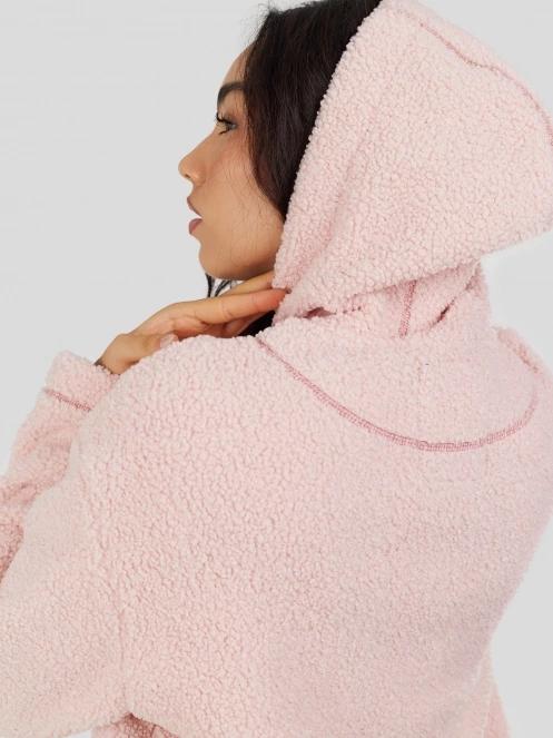 Fundango Juniper Pile Jacket női kapucnis pulóver rózsaszín színben 5