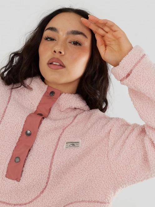 Fundango Juniper Pile Jacket női kapucnis pulóver rózsaszín színben 6