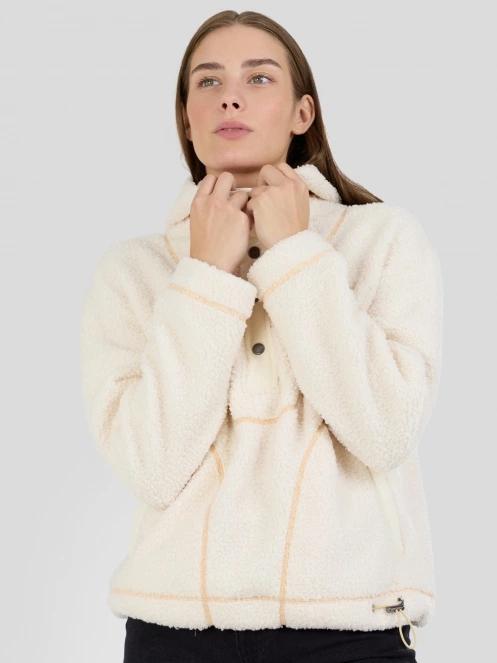Fundango Juniper Pile Jacket női kapucnis pulóver fehér színben 2