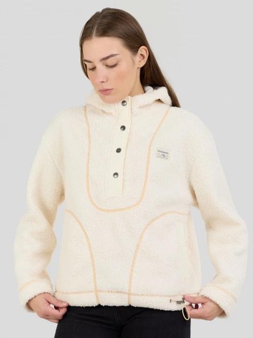 Fundango Juniper Pile Jacket női kapucnis pulóver fehér színben 5