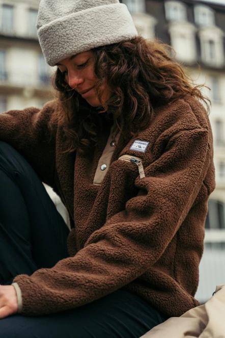 Fundango Pacha Fleece Jacket női polár pulóver barna színben 5