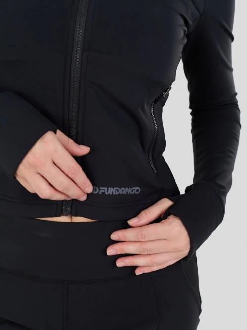 Fundango Flow Thermo Zip Up női hosszú ujjú sport póló fekete színben 7