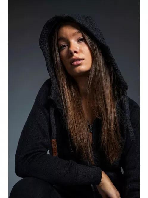 Fundango SHARE Hooded Fleece női polár pulóver fekete színben 5
