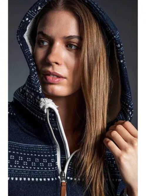 Fundango ARA Fleece Jacket női kapucnis pulóver sötétkék színben 4