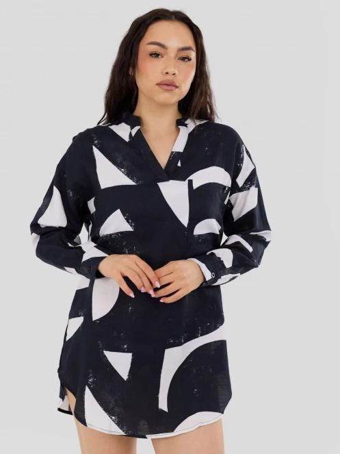 Fundango Athene Cover-up női hosszú ujjú ing fekete színben 2