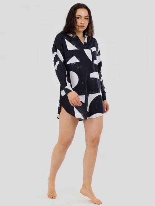 Fundango Athene Cover-up női hosszú ujjú ing fekete színben 5