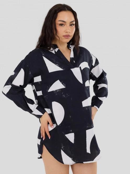 Fundango Athene Cover-up női hosszú ujjú ing fekete színben 6