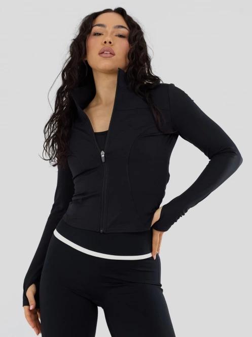 Fundango Flop Zip Up Top női hosszú ujjú sport póló fekete színben 2