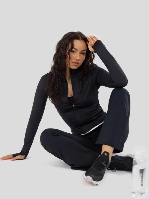 Fundango Flop Zip Up Top női hosszú ujjú sport póló fekete színben 4
