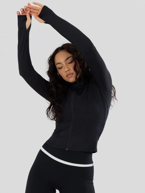 Fundango Flop Zip Up Top női hosszú ujjú sport póló fekete színben 5