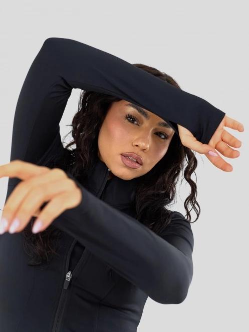 Fundango Flop Zip Up Top női hosszú ujjú sport póló fekete színben 7