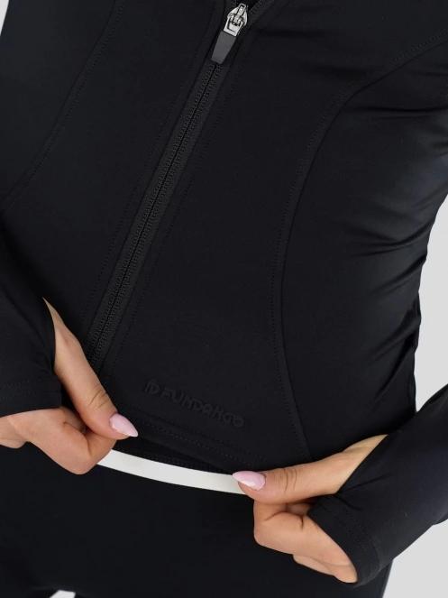 Fundango Flop Zip Up Top női hosszú ujjú sport póló fekete színben 8
